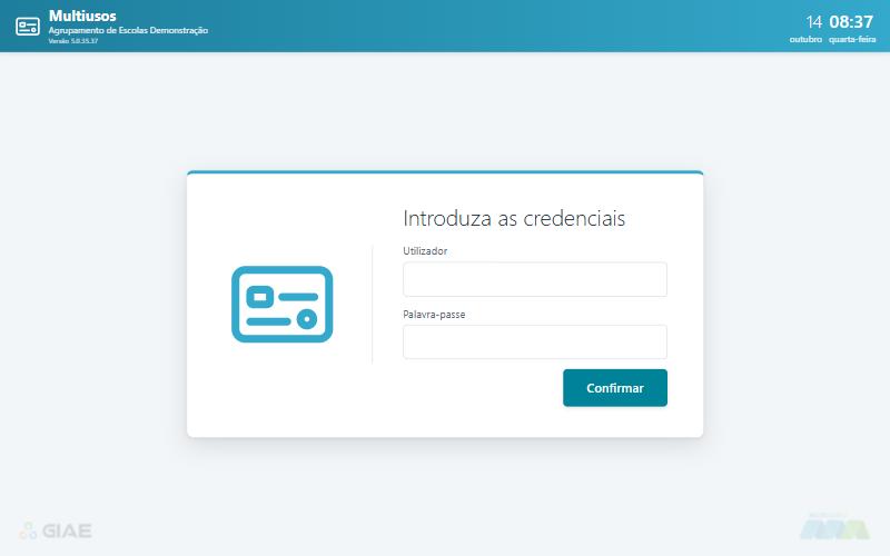 Ecrã de autenticação