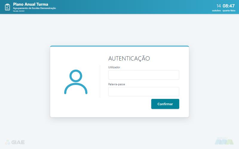 Ecrã de autenticação