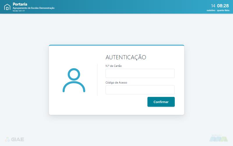 Ecrã de autenticação