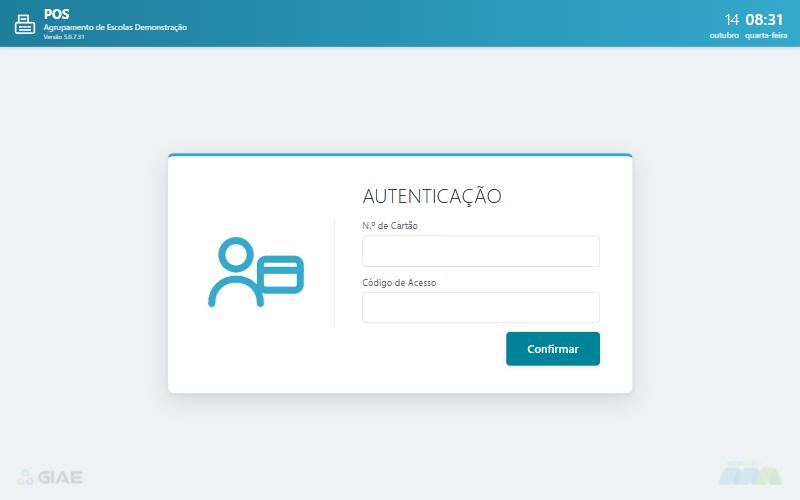 Ecrã de autenticação