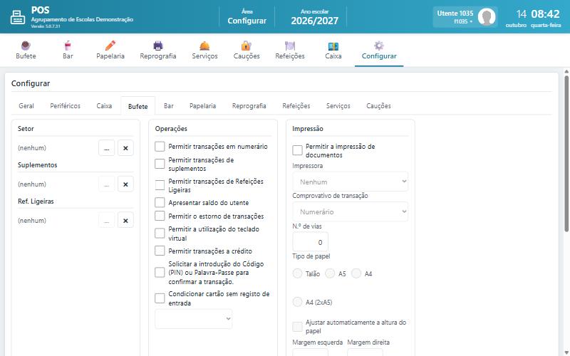 Configurar, separador Bufete