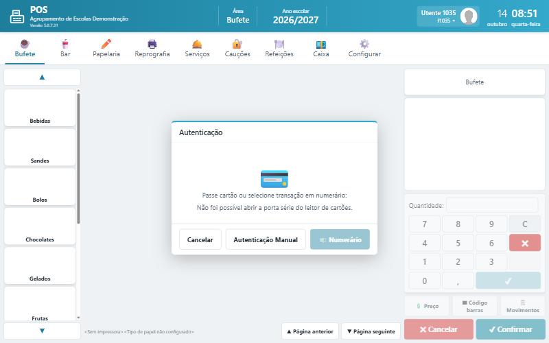 Janela Autenticação do cliente