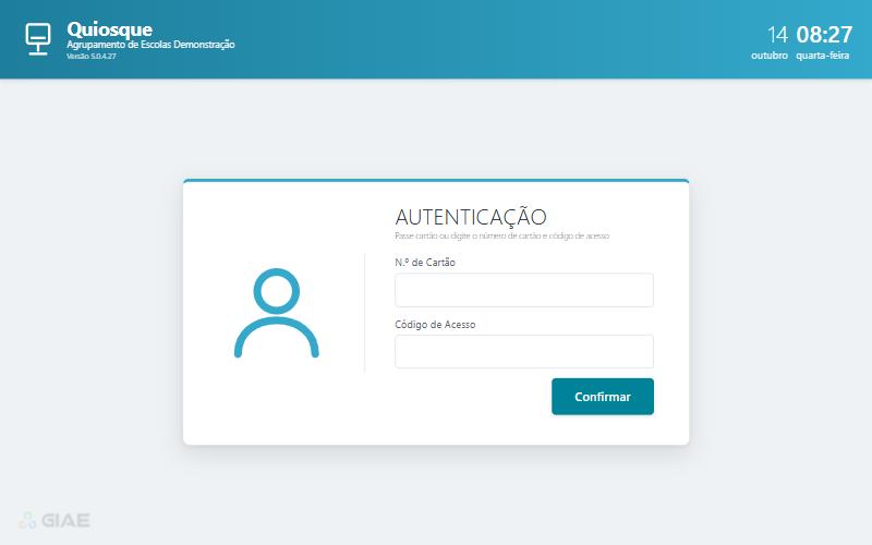 Ecrã de autenticação
