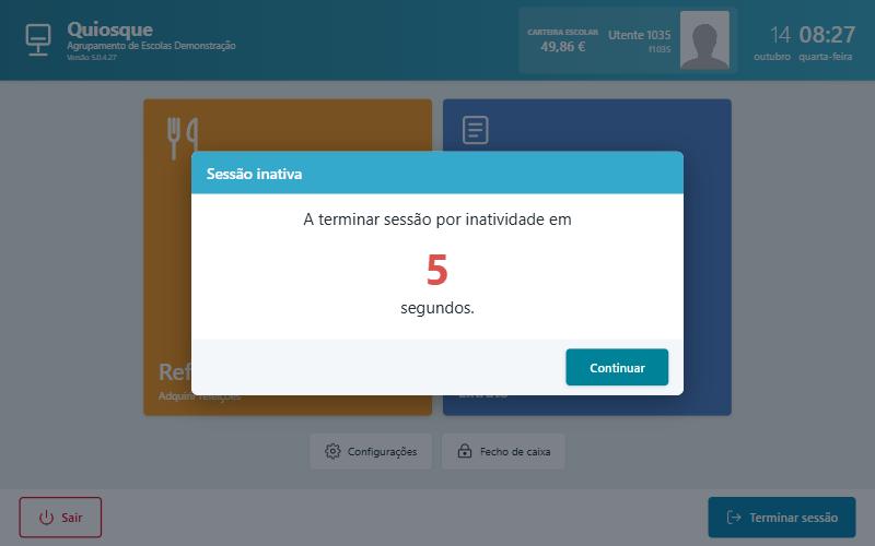 Aviso de sessão inativa