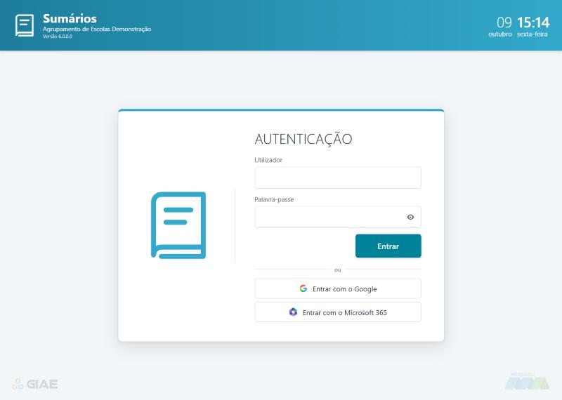 Ecrã de autenticação